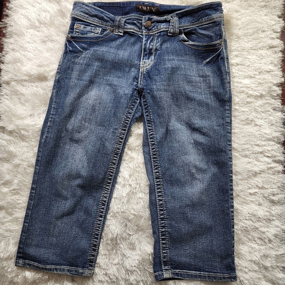 ABM Jeans Capris Distressed Straight Leg Size 11
